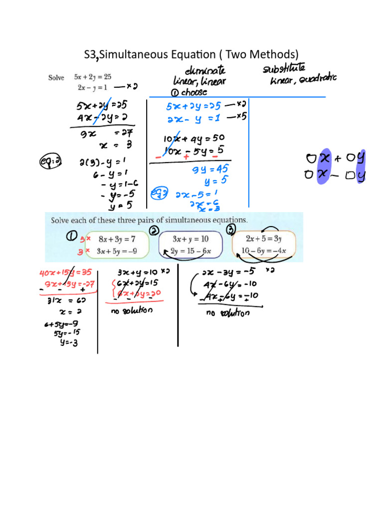 S3 Simultaneous Equation | PDF | Mathematics | Equations