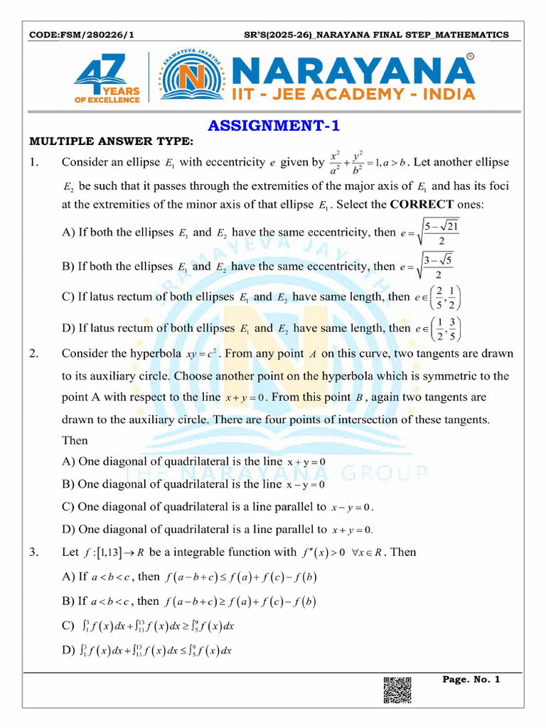 Final Step Mathematics Work Sheet-1 (280226 1) | PDF