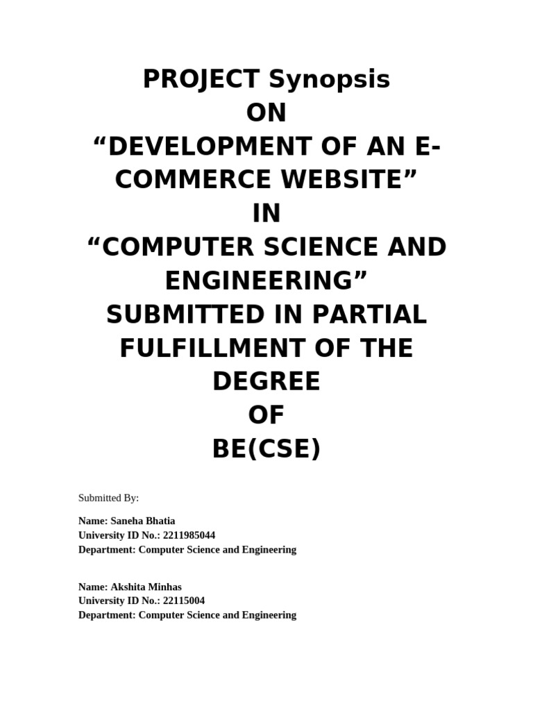 Final Ecommerce Project Synopsis | PDF
