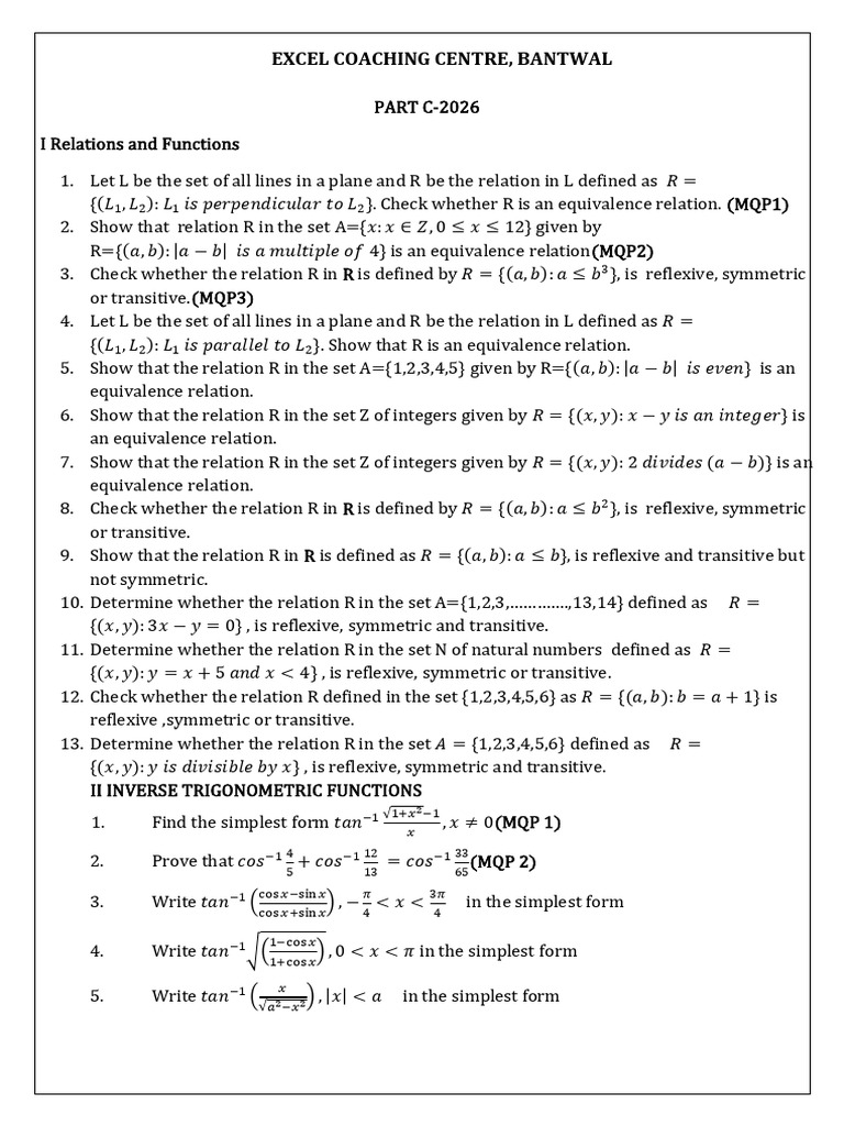 Part C-2026-Second Puc Maths | PDF | Area | Matrix (Mathematics)