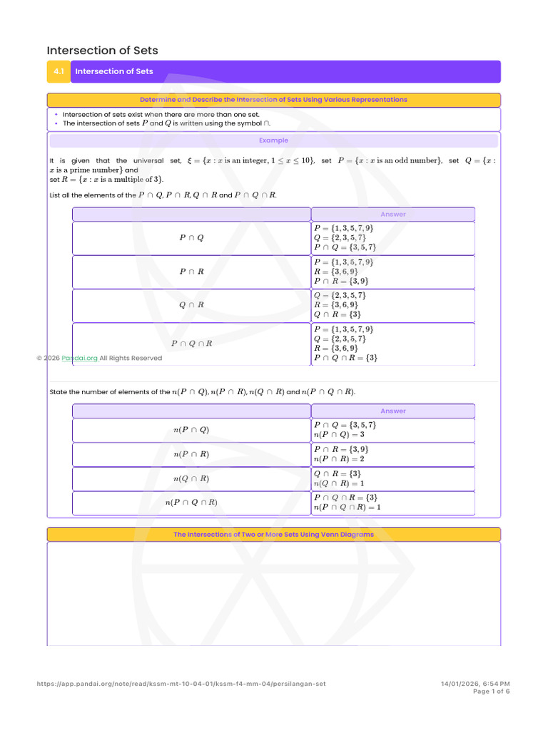 Intersection of Sets | PDF | Intersection (Set Theory) | Mathematical ...