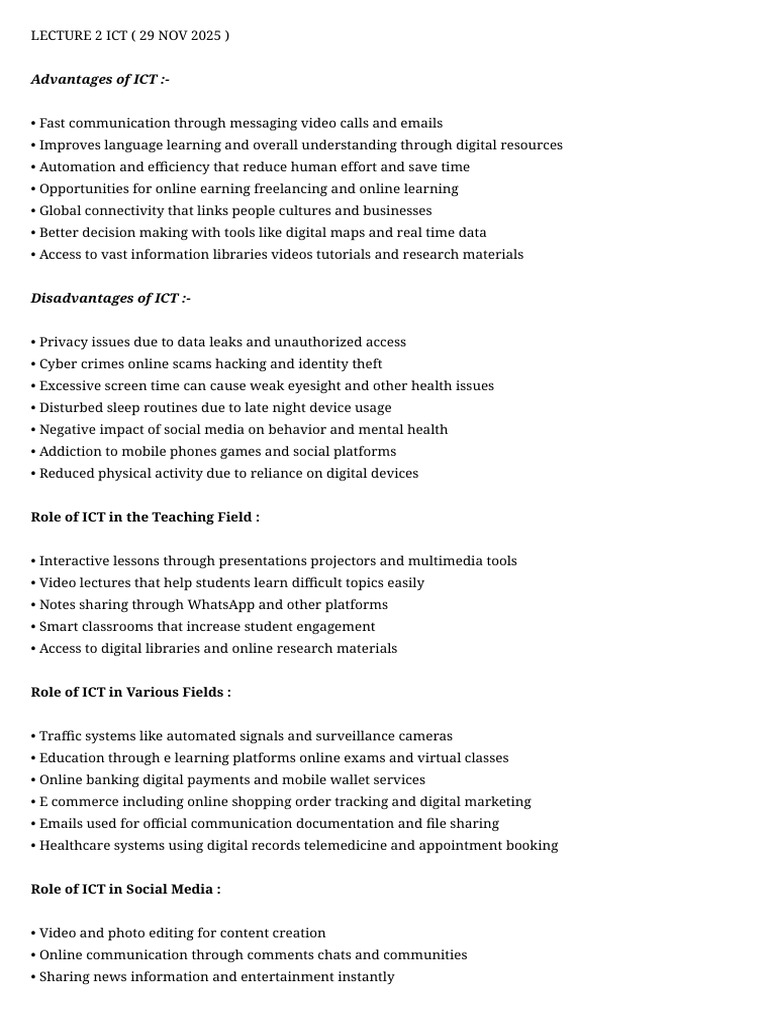 Lecture#2 ICT Theory 29-11-25 | PDF | Educational Technology ...