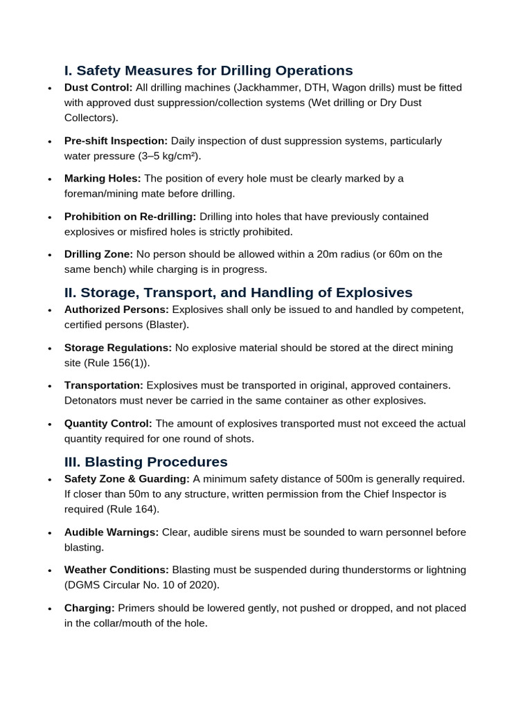 Safety Measures During Drilling and Blasting | PDF | Drilling