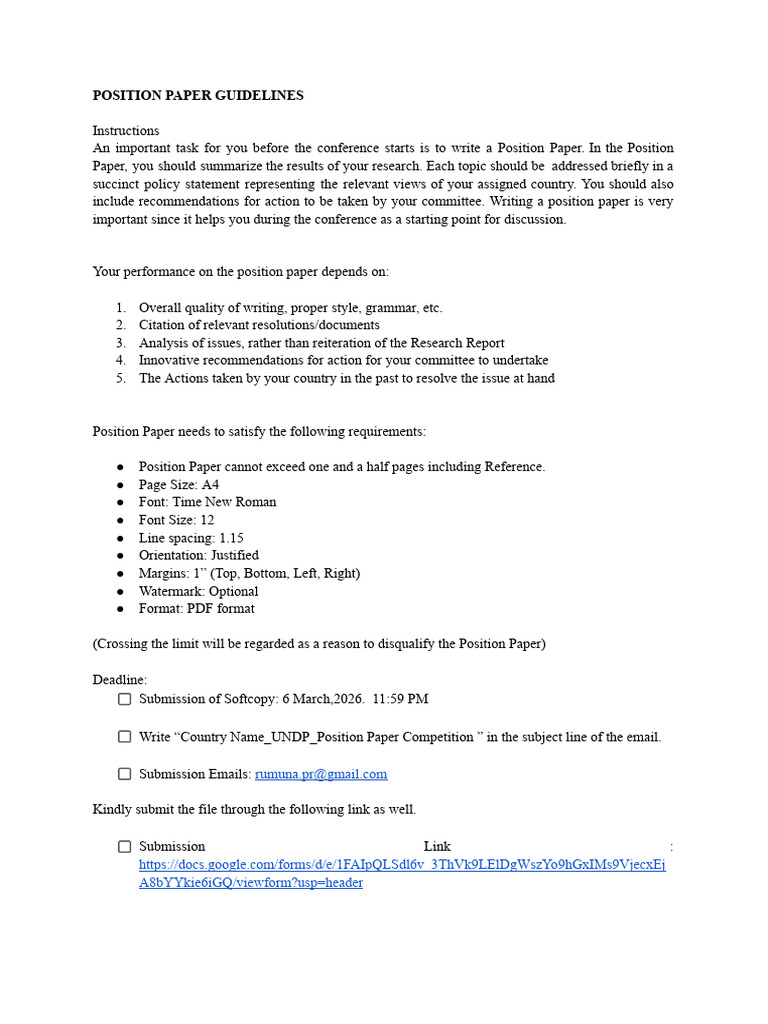 Position Paper Guidelines PR | PDF