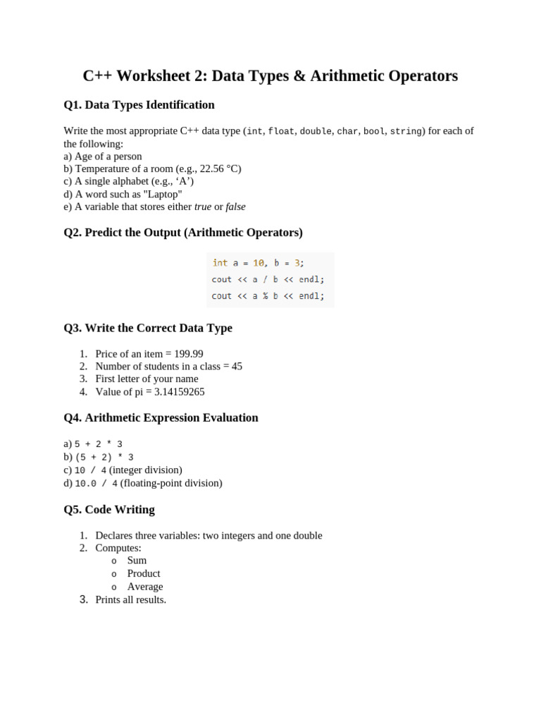 Worksheet 2 | PDF