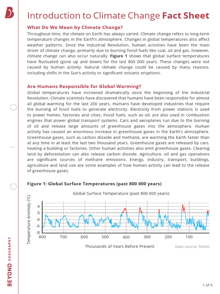 Introduction To Climate Change Fact Sheet | PDF | Greenhouse Gas ...