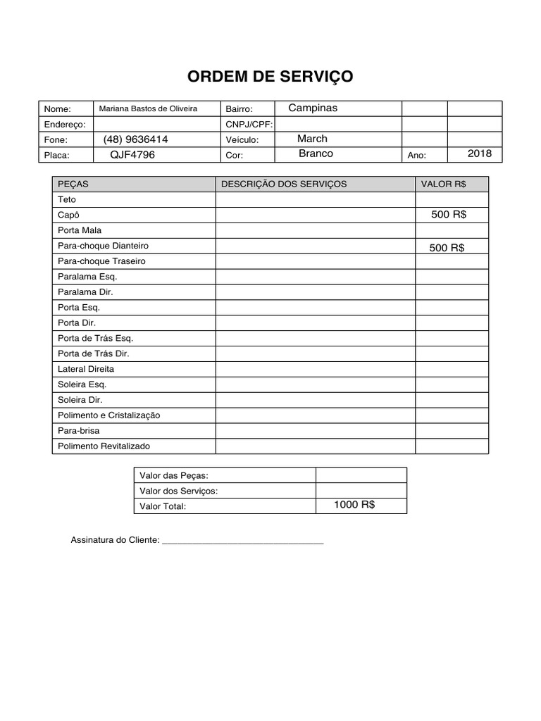 Ordem de Servico Modelo | PDF