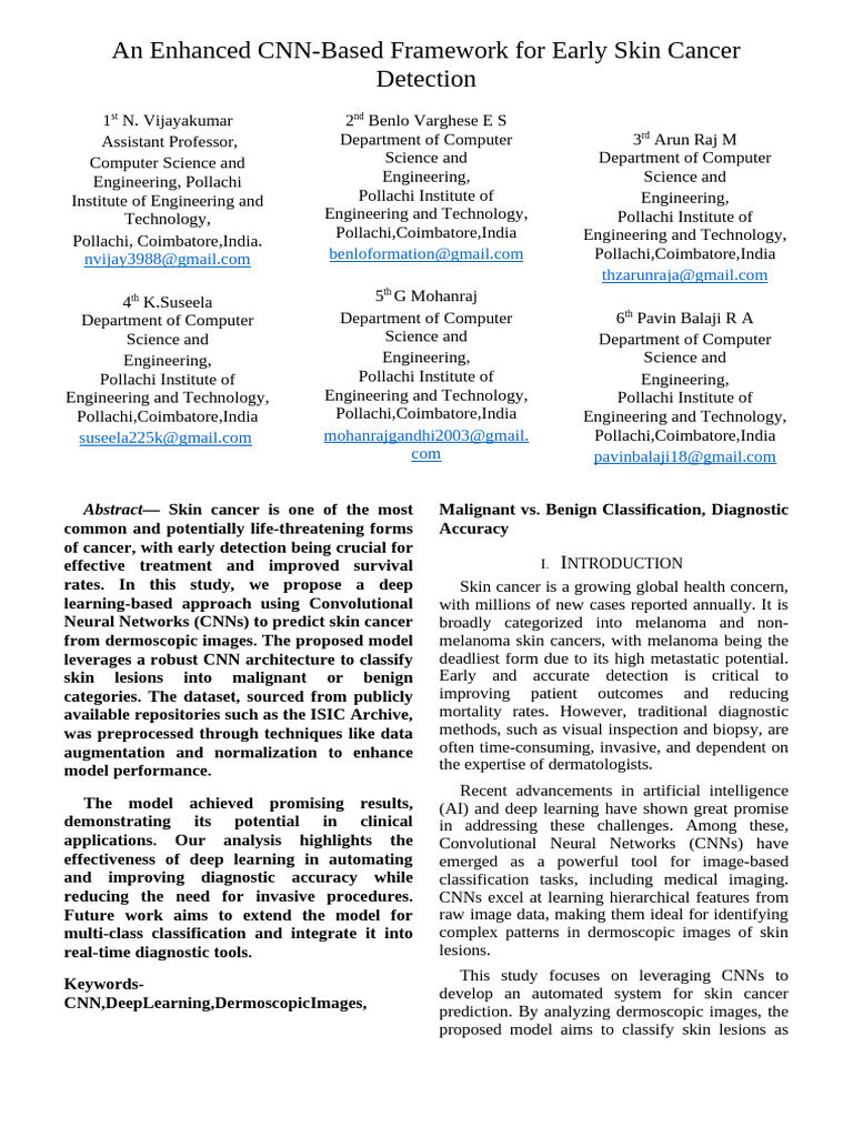 Skin Cancer Detection Using CNN | PDF | Deep Learning | Applied Mathematics