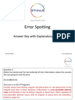 Error Spotting: Answer Key With Explanatory Notes