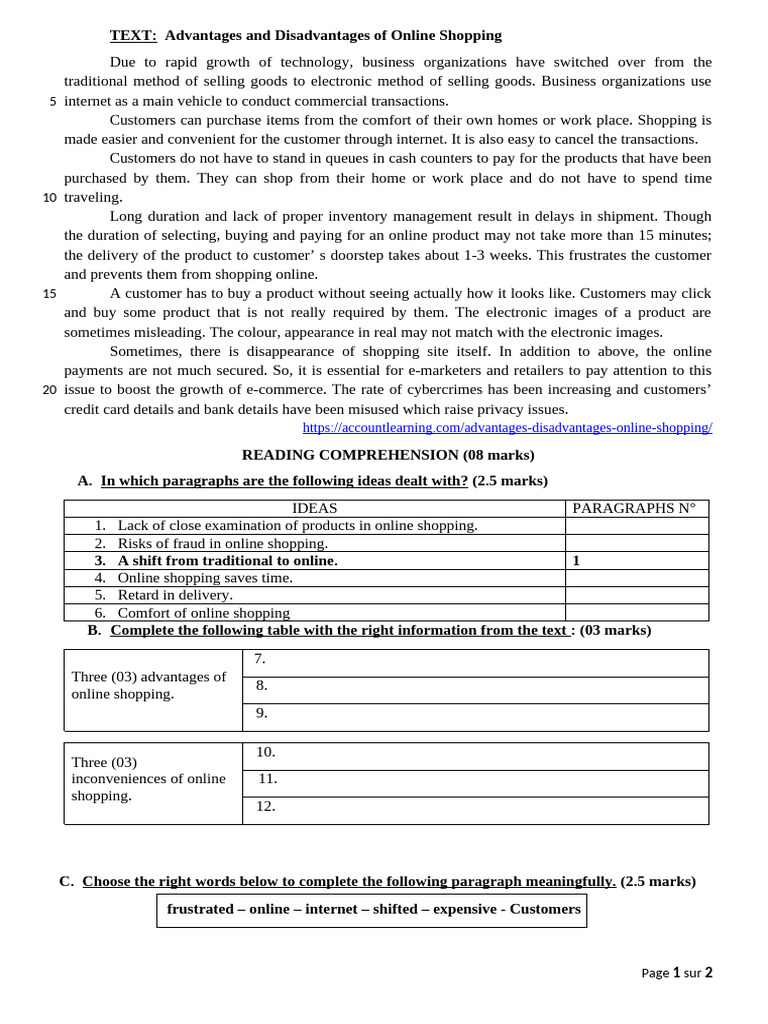1er S | PDF | Online Shopping | Economies