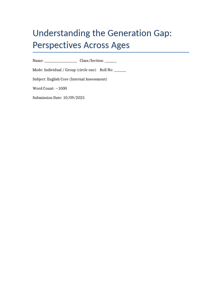 CBSE Generation Gap Project | PDF | Adolescence | Communication