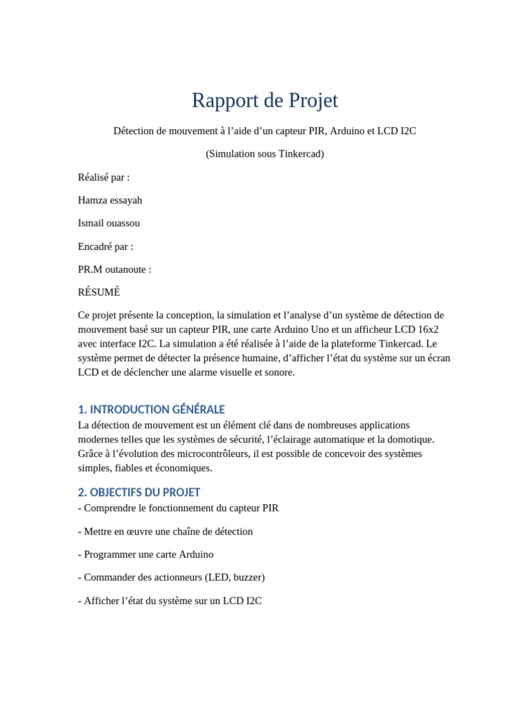Rapport Pir Arduino LCD I2c Editable | PDF | Arduino | Écran à cristaux ...