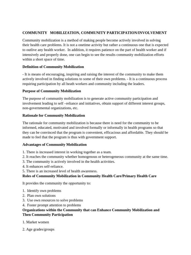 Community Health Mobilization | PDF | Malnutrition | Survey Methodology