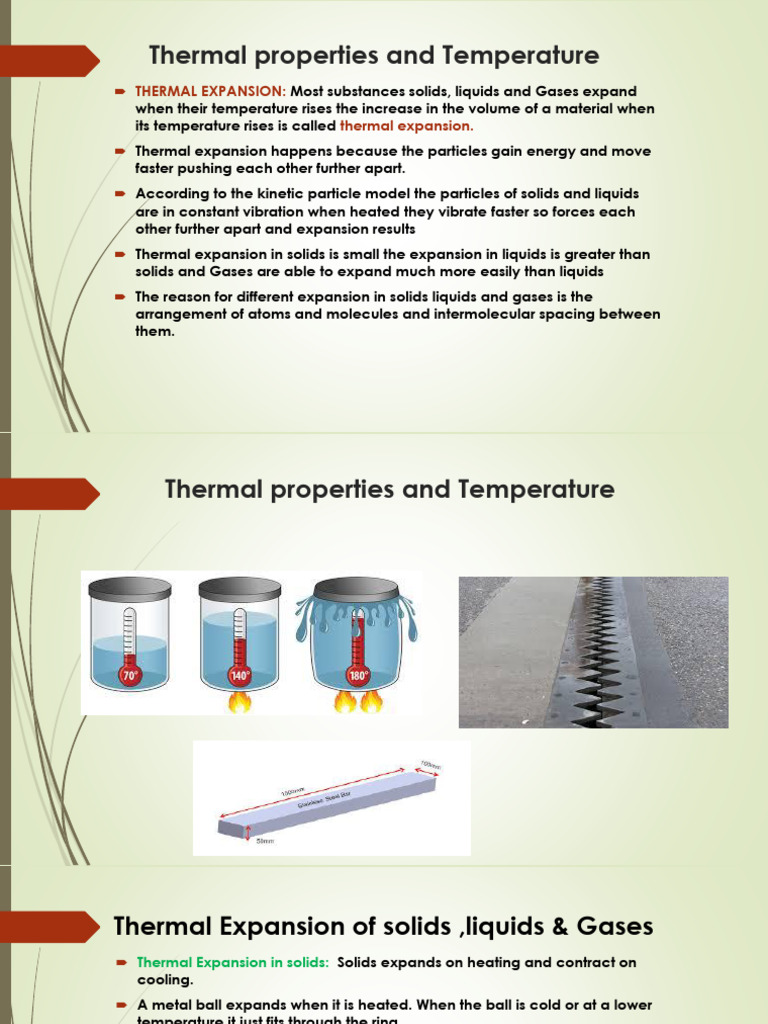 Thermal Properties and Temperature | PDF | Thermal Expansion | Gases