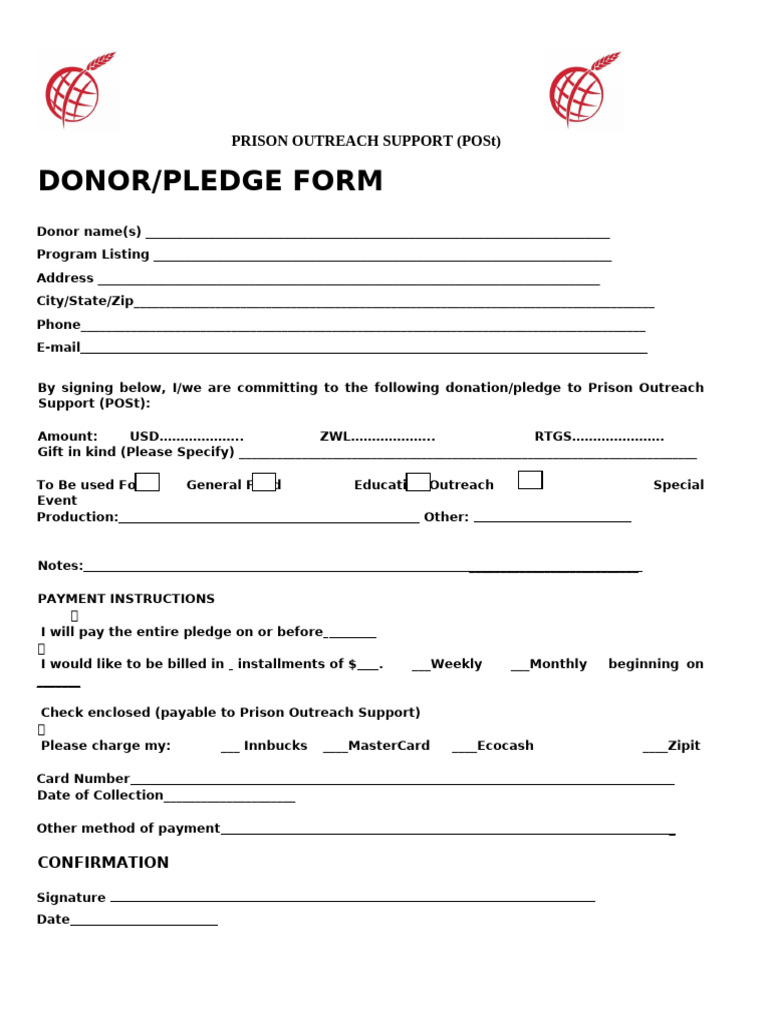Donation Pledge Document 1 | PDF