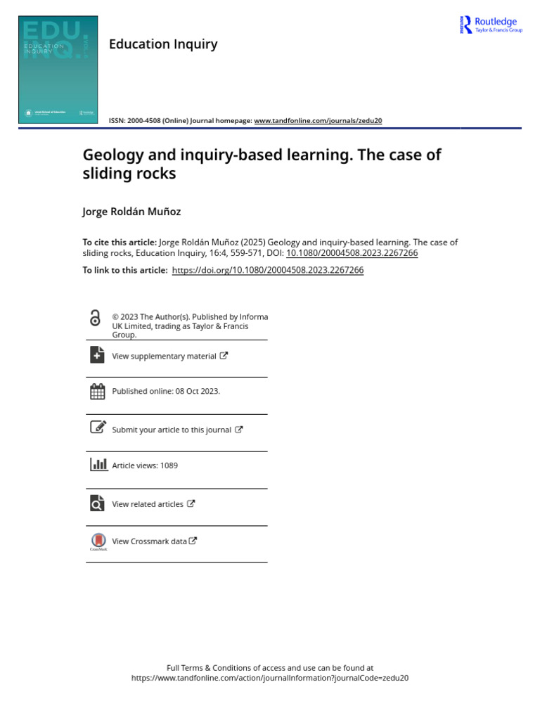 01-Geology and Inquiry-Based Learning. The Case of Sliding Rocks | PDF ...