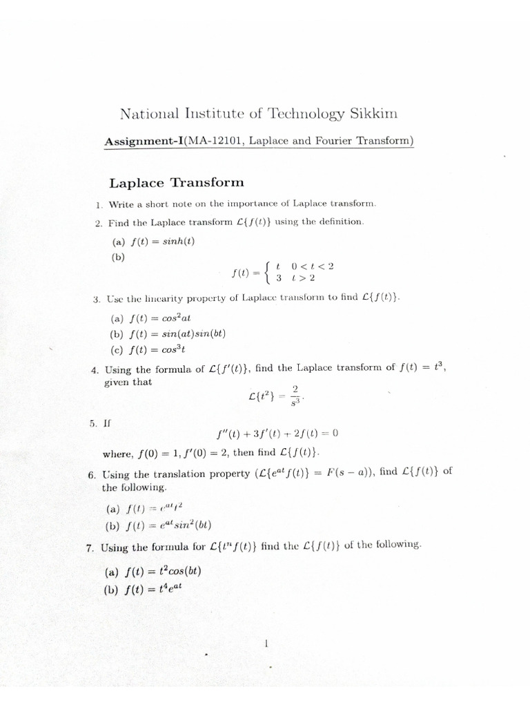 Laplace Transform Mat | PDF