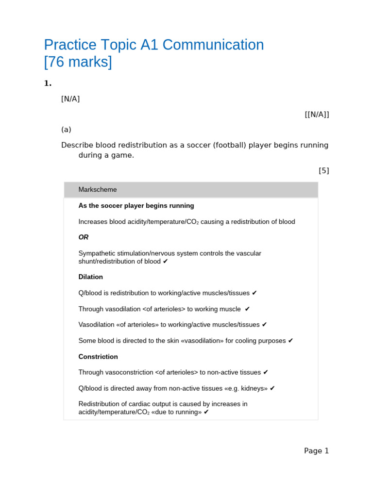 MS Practice Topic A1 Communication | PDF | Vasodilation | Blood Pressure
