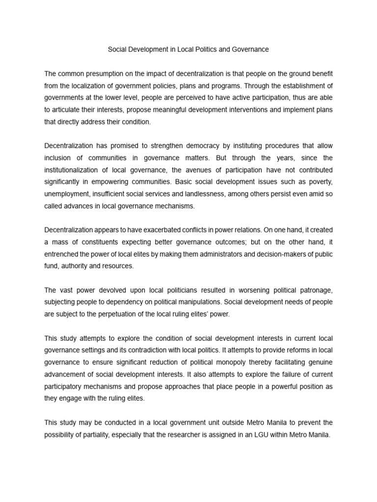 Social Development Trend in Local Politics and Governance | PDF