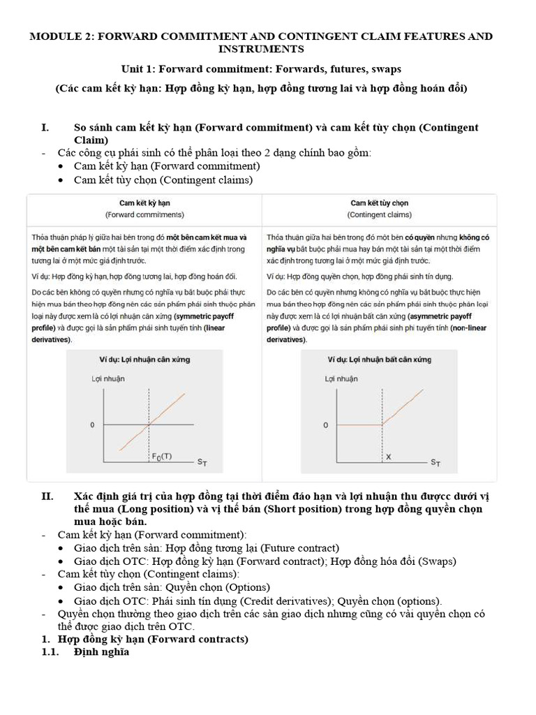 Module 2 Forward Commitment and Contingent Claim Features and ...