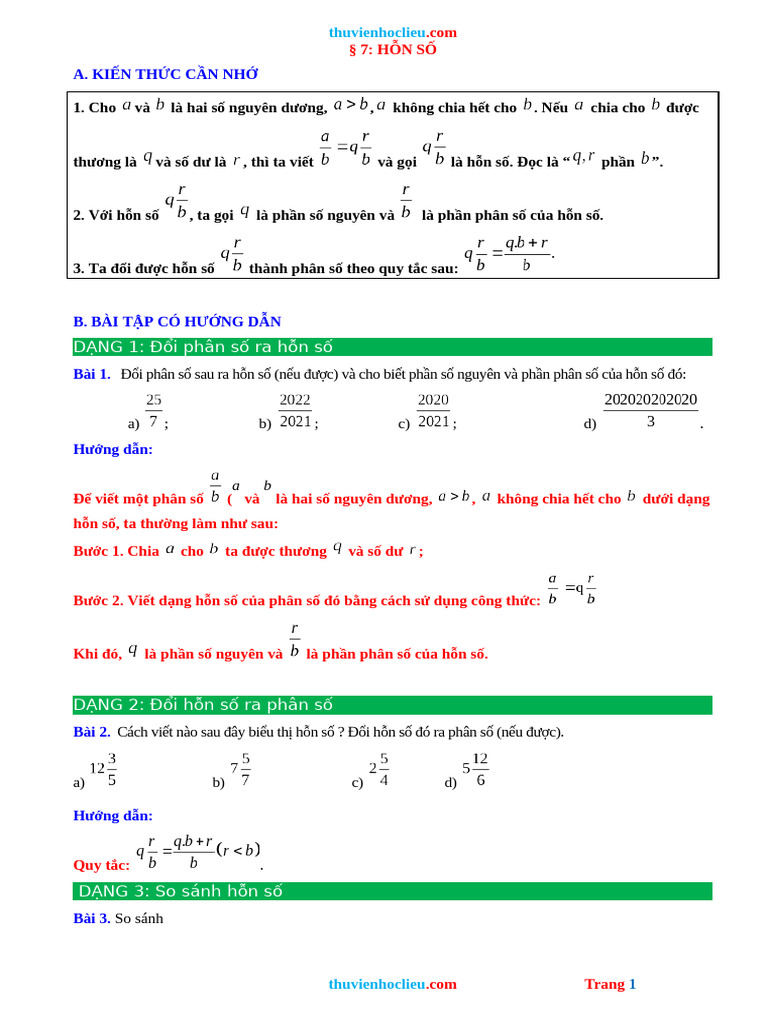 Bai Tap Bai 7 HON SO CTST | PDF