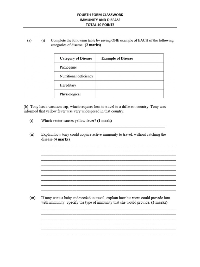Fourth Form Classwork | PDF