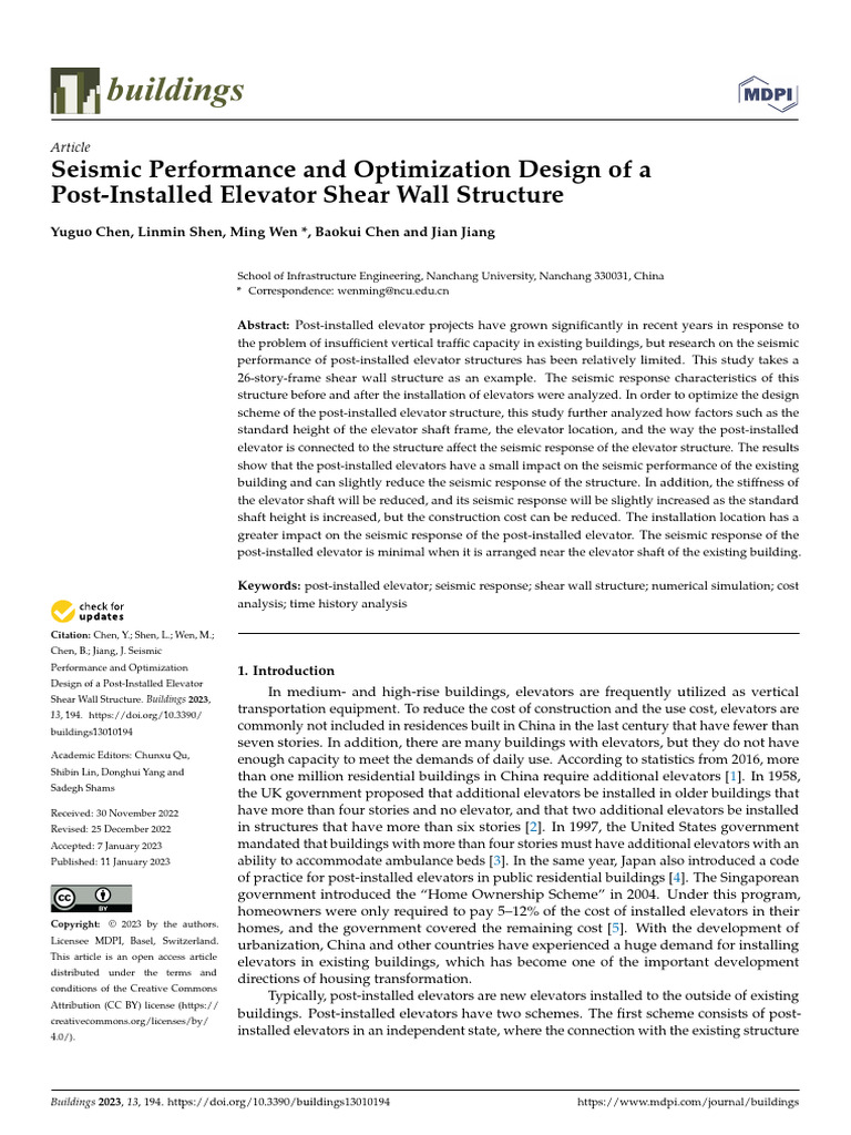Seismic Performance and Optimization Design of A Post-Installed ...
