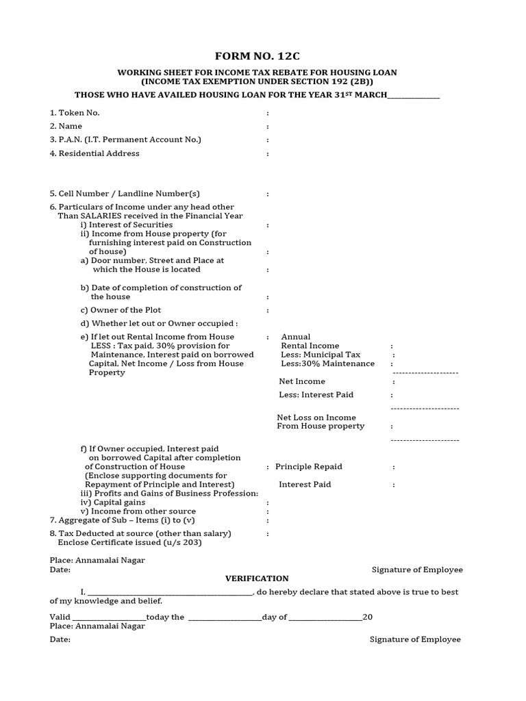 Form 12C Filled Sample | PDF | Taxes | Interest