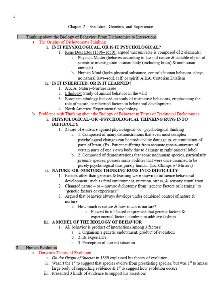 Chapter 2 Notes Summary Biopsychology | PDF | Gene | Rna