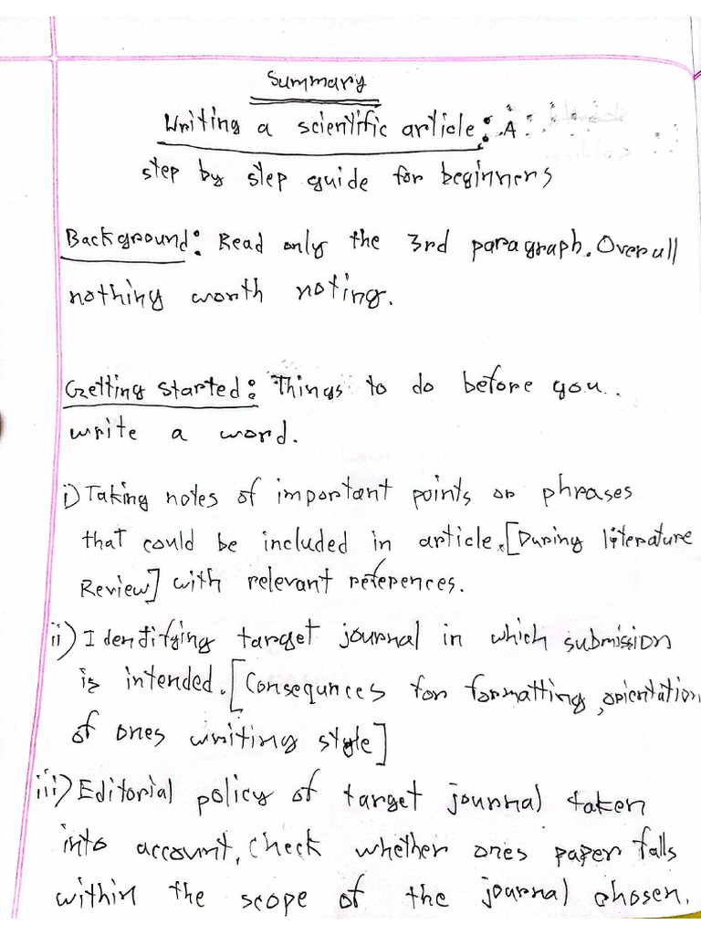 Writing A Scientific Article | PDF