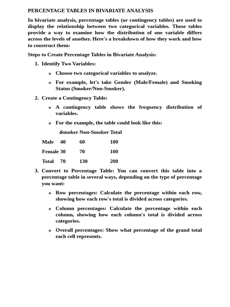 Percentage Tables in Bivariate Analysis | PDF | Multivariate Statistics ...