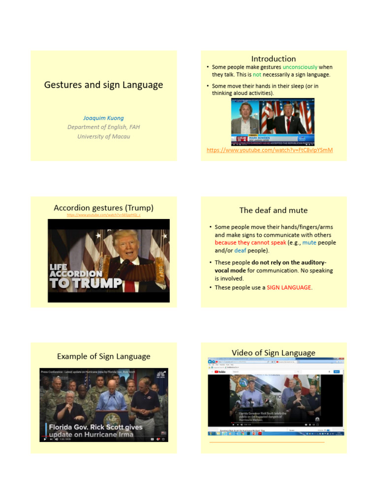 ENGL1003 Lecture 05a (Sign Language) 2020students | PDF | Sign Language ...