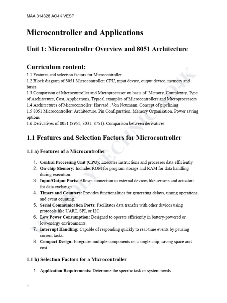 MAA K Chapter 1 314328 | PDF | Microcontroller | Central Processing Unit
