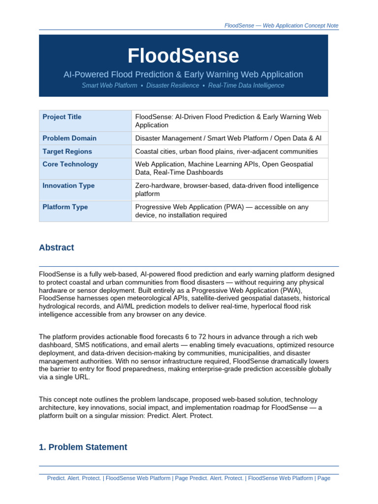 FloodSense WebApp Concept Note | PDF | Flood | Geographic Information ...