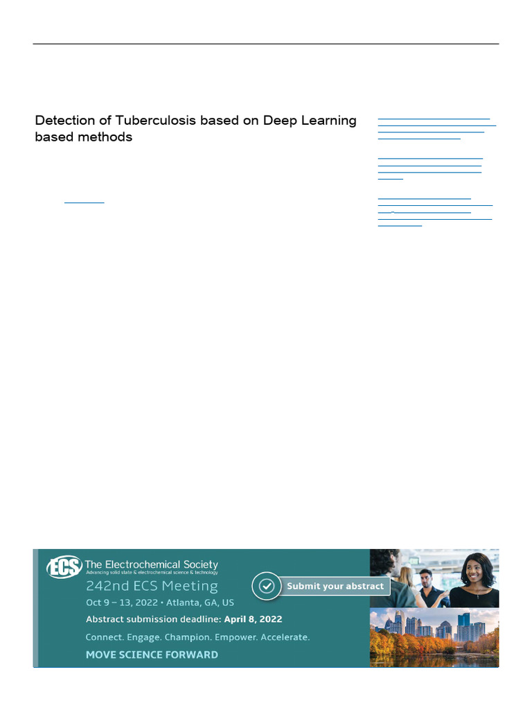 Detection of Tuberculosis Based On Deep Learning Based Methods | PDF ...