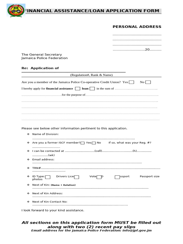 APPLICATION FORM - Financial Assistance | PDF | Authentication | Access ...