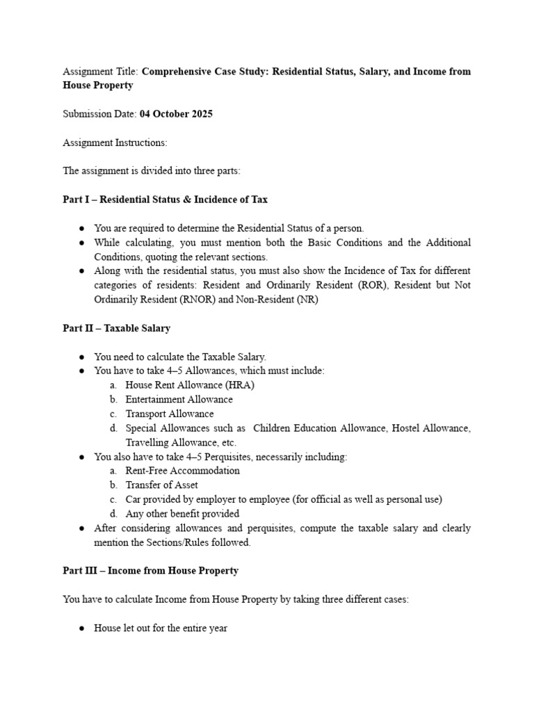 Bcom 5th Sem Assignment Income Tax | PDF