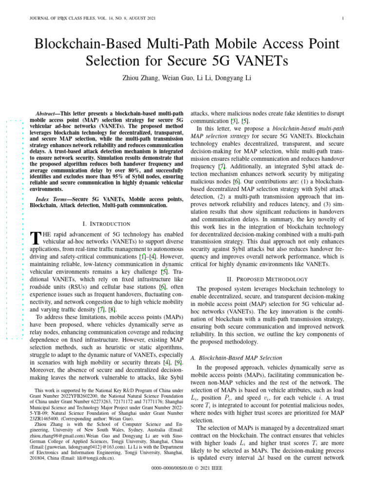 Blockchain-Based Multi-Path Mobile Access Point Selection For Secure 5G ...