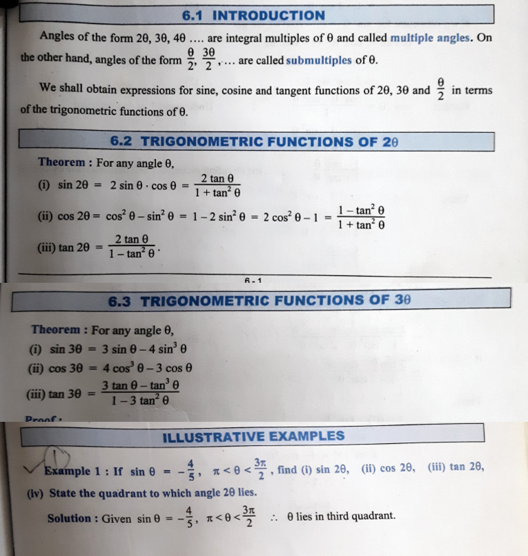 T2-Trigonometric Ratios of Multiple and Submultiple Angles | PDF ...