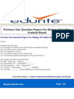 Previous Year Question Papers for Biology of Andhra Pradesh Board