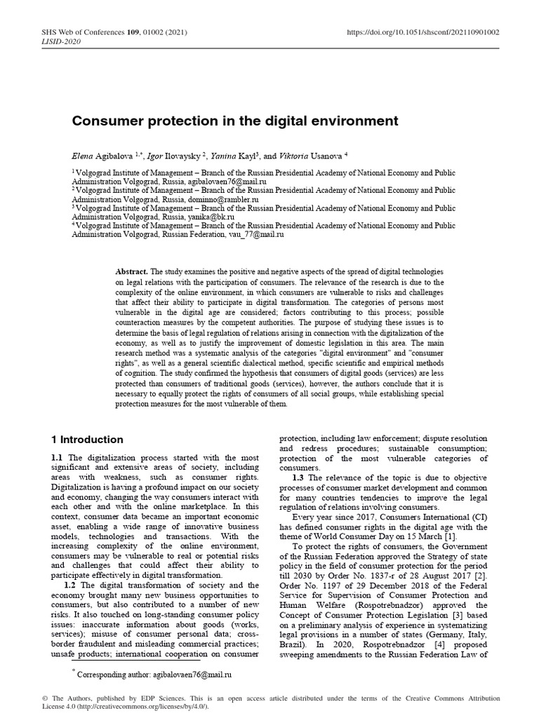 Consumer Protection in The Digital Environment | PDF | Information And ...