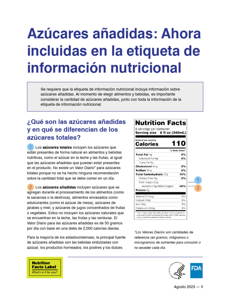 Added Sugars Nutrition Facts Label Spanish 09072023 | PDF | Etiqueta de ...