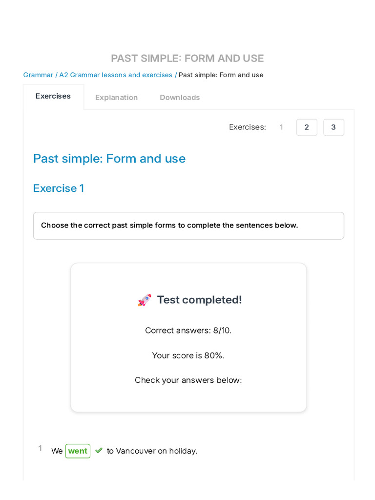 Past Simple - Form and Use - Test-English | PDF | Question | Semantic Units