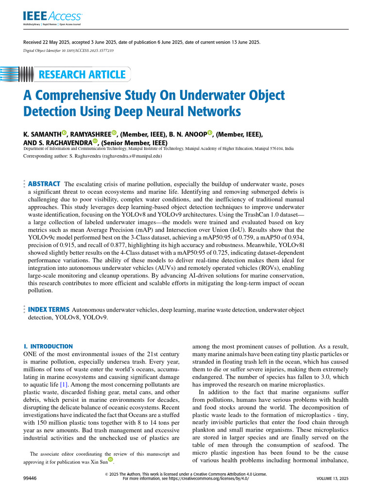 A Comprehensive Study On Underwater Object Detection Using Deep Neural ...