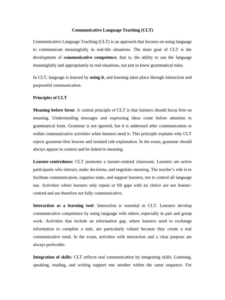 CLT Study Notes | PDF | Learning | Human Communication