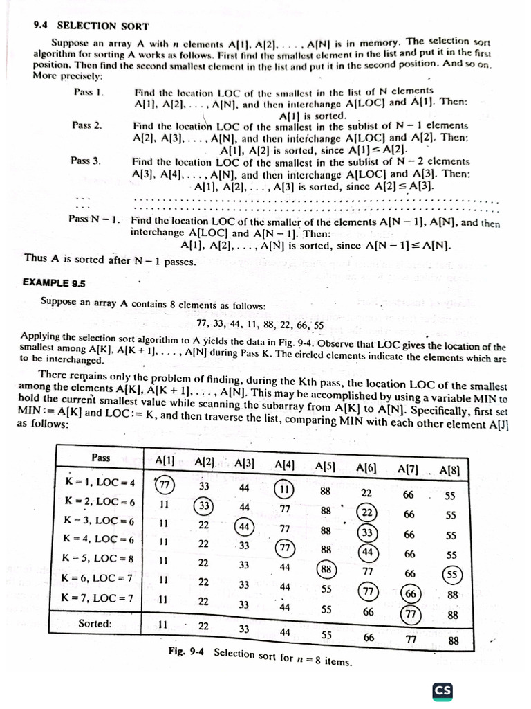 Selection Sort Algorithm | PDF