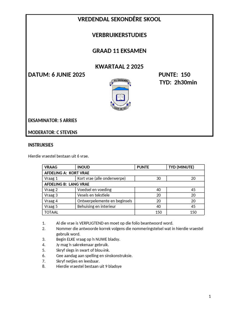 Vss GR 11 Vbs Junie 2025 | PDF