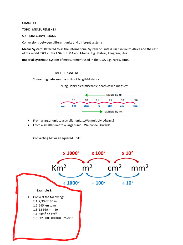 Grade 11 Conversions | PDF