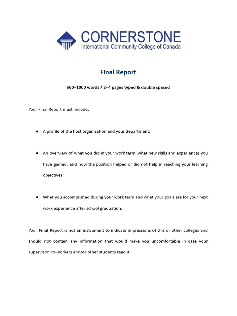 Final Report Guidelines | PDF
