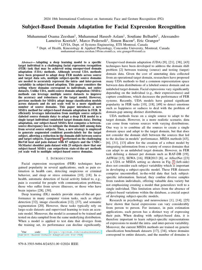 Subject-Based Domain Adaptation For Facial Expression Recognition | PDF ...